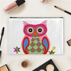 Owl Colorful Patchwork Art Cosmetic Bag (large)  by Nexatart