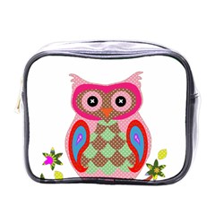 Owl Colorful Patchwork Art Mini Toiletries Bags by Nexatart