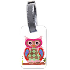 Owl Colorful Patchwork Art Luggage Tags (one Side)  by Nexatart