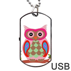 Owl Colorful Patchwork Art Dog Tag Usb Flash (one Side)