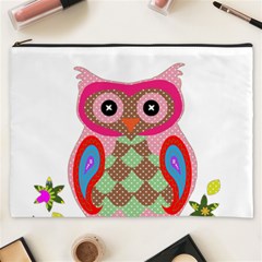 Owl Colorful Patchwork Art Cosmetic Bag (xxxl)  by Nexatart