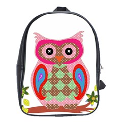 Owl Colorful Patchwork Art School Bags (xl) 