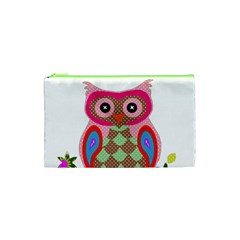 Owl Colorful Patchwork Art Cosmetic Bag (xs) by Nexatart