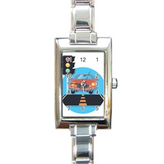 Semaphore Car Road City Traffic Rectangle Italian Charm Watch by Nexatart