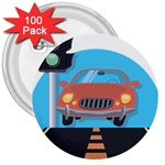 Semaphore Car Road City Traffic 3  Buttons (100 pack)  Front