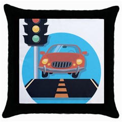 Semaphore Car Road City Traffic Throw Pillow Case (black) by Nexatart