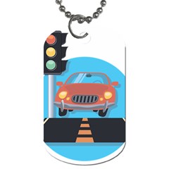 Semaphore Car Road City Traffic Dog Tag (two Sides) by Nexatart