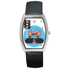 Semaphore Car Road City Traffic Barrel Style Metal Watch by Nexatart