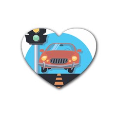 Semaphore Car Road City Traffic Heart Coaster (4 Pack)  by Nexatart