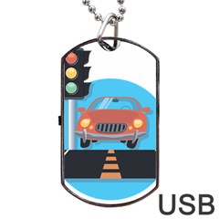 Semaphore Car Road City Traffic Dog Tag Usb Flash (one Side) by Nexatart