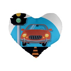 Semaphore Car Road City Traffic Standard 16  Premium Heart Shape Cushions by Nexatart