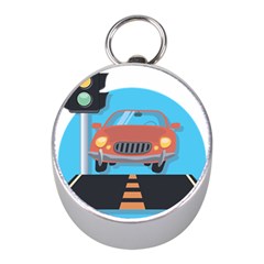 Semaphore Car Road City Traffic Mini Silver Compasses by Nexatart