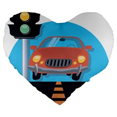 Semaphore Car Road City Traffic Large 19  Premium Flano Heart Shape Cushions by Nexatart