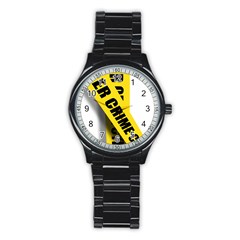 Internet Crime Cyber Criminal Stainless Steel Round Watch by Nexatart