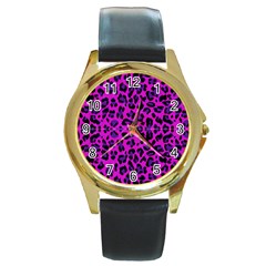 Pattern Design Textile Round Gold Metal Watch