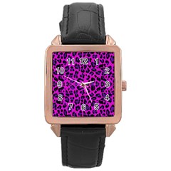 Pattern Design Textile Rose Gold Leather Watch 