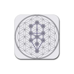 Tree Of Life Flower Of Life Stage Rubber Coaster (square)  by Nexatart