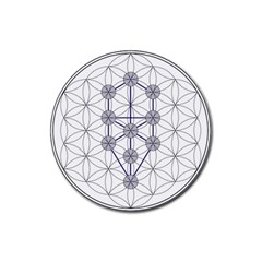 Tree Of Life Flower Of Life Stage Rubber Coaster (round)  by Nexatart