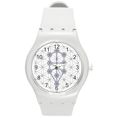 Tree Of Life Flower Of Life Stage Round Plastic Sport Watch (m) by Nexatart