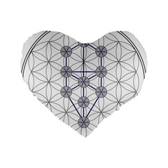 Tree Of Life Flower Of Life Stage Standard 16  Premium Flano Heart Shape Cushions by Nexatart