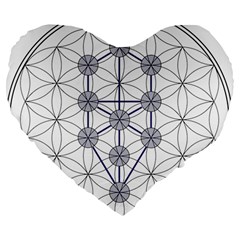 Tree Of Life Flower Of Life Stage Large 19  Premium Flano Heart Shape Cushions by Nexatart