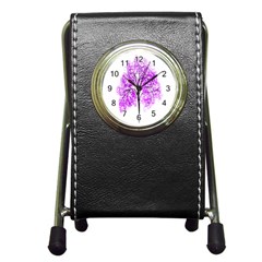 Purple Tree Pen Holder Desk Clocks by Nexatart