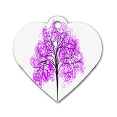 Purple Tree Dog Tag Heart (one Side) by Nexatart