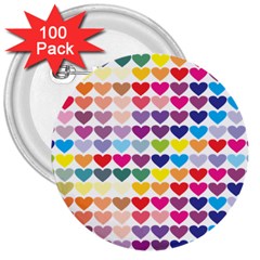 Heart Love Color Colorful 3  Buttons (100 Pack)  by Nexatart