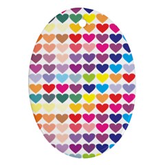 Heart Love Color Colorful Oval Ornament (two Sides)