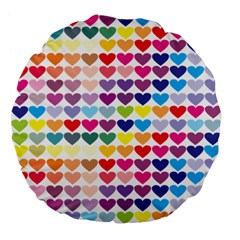 Heart Love Color Colorful Large 18  Premium Flano Round Cushions