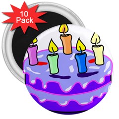 Cake Happy Birthday 3  Magnets (10 Pack)  by Nexatart