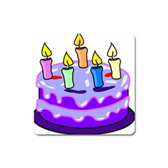 Cake Happy Birthday Square Magnet by Nexatart