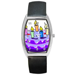 Cake Happy Birthday Barrel Style Metal Watch by Nexatart