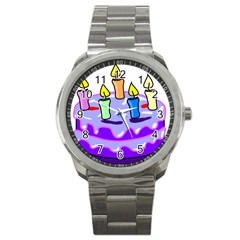 Cake Happy Birthday Sport Metal Watch by Nexatart