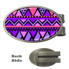 Seamless Purple Pink Pattern Money Clips (oval)  by Nexatart