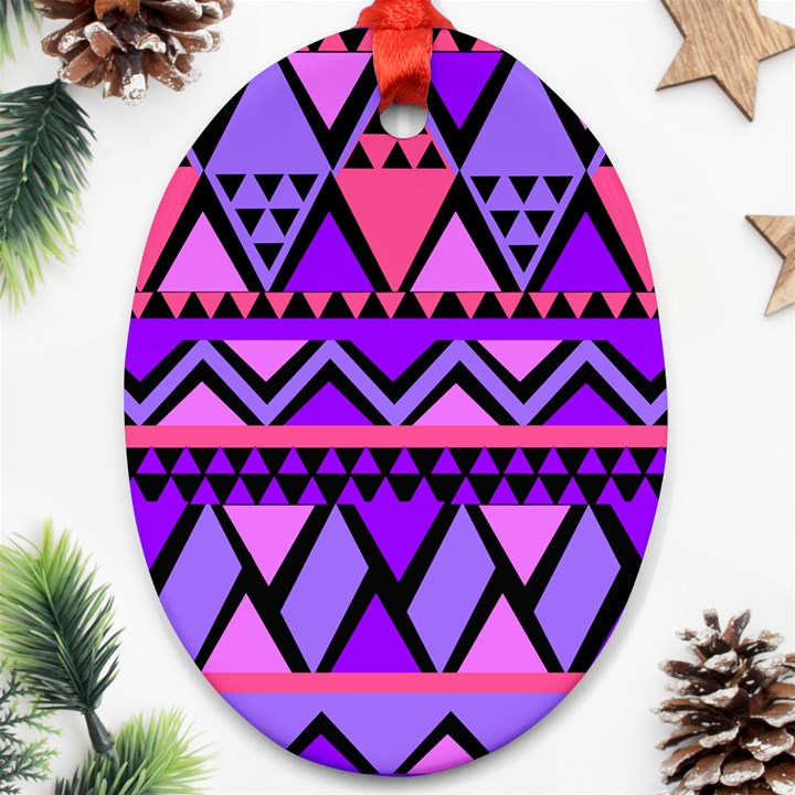 Seamless Purple Pink Pattern Oval Ornament (Two Sides)