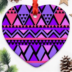 Seamless Purple Pink Pattern Heart Ornament (two Sides) by Nexatart