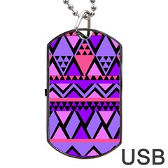 Seamless Purple Pink Pattern Dog Tag Usb Flash (one Side) by Nexatart