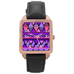 Seamless Purple Pink Pattern Rose Gold Leather Watch  by Nexatart