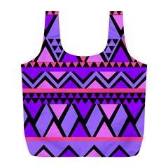 Seamless Purple Pink Pattern Full Print Recycle Bags (l) 