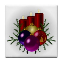 Candles Christmas Tree Decorations Tile Coasters