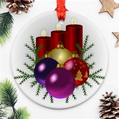 Candles Christmas Tree Decorations Ornament (round) by Nexatart