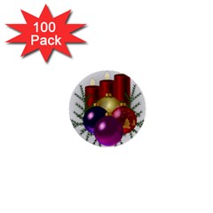 Candles Christmas Tree Decorations 1  Mini Buttons (100 Pack)  by Nexatart