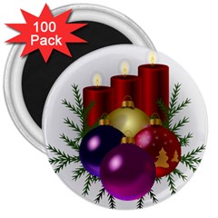 Candles Christmas Tree Decorations 3  Magnets (100 pack)