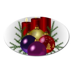 Candles Christmas Tree Decorations Oval Magnet