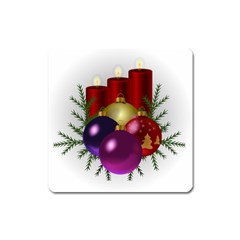 Candles Christmas Tree Decorations Square Magnet