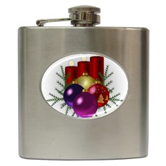 Candles Christmas Tree Decorations Hip Flask (6 Oz) by Nexatart