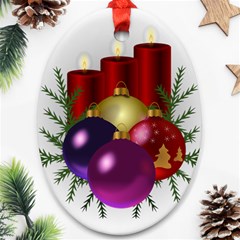 Candles Christmas Tree Decorations Oval Ornament (Two Sides)