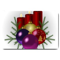 Candles Christmas Tree Decorations Large Doormat  by Nexatart