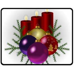 Candles Christmas Tree Decorations Double Sided Fleece Blanket (medium)  by Nexatart